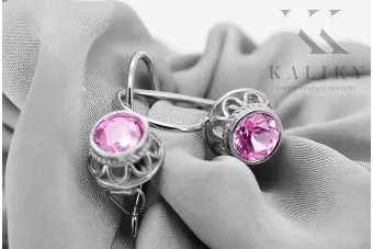 Ohrringe Vintage Handwerk Amethyst Sterling Silber 925 vec117s